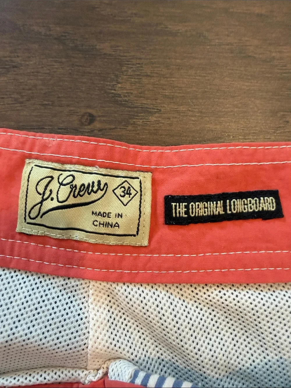 J. Crew Seersucker The Original Longboard Swim Trunks in White & Blue Size 34